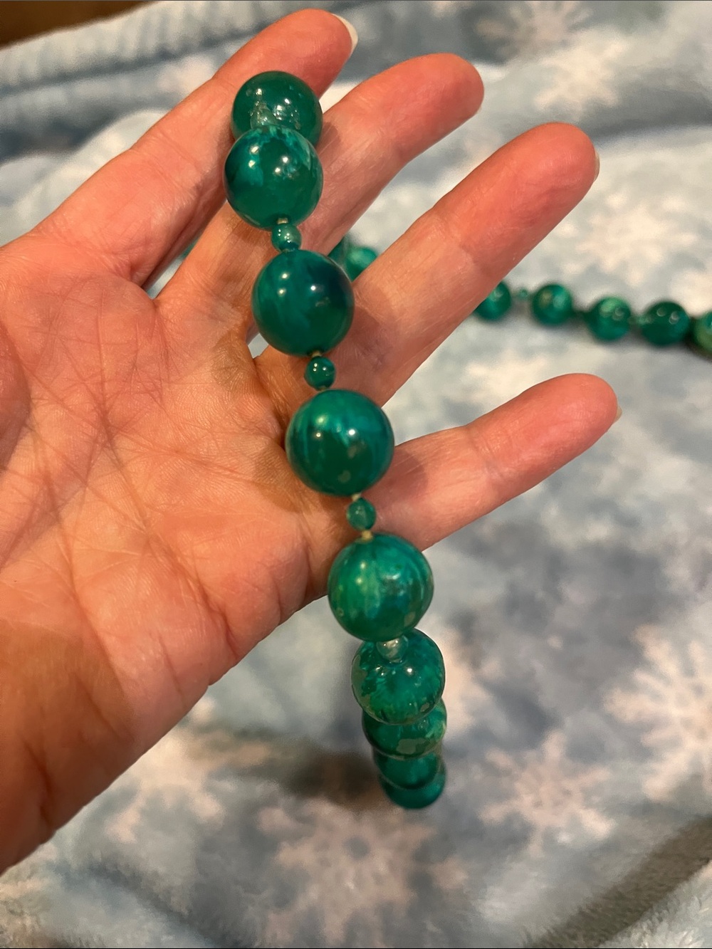 Teal Beaded vintage Necklace - Women Jewelry - Picture 9 of 10